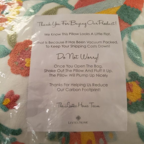 Levtex Home Throw Pillow 18" x 18"  Peacock Flowers Cotton Multi Color - Picture 2 of 11